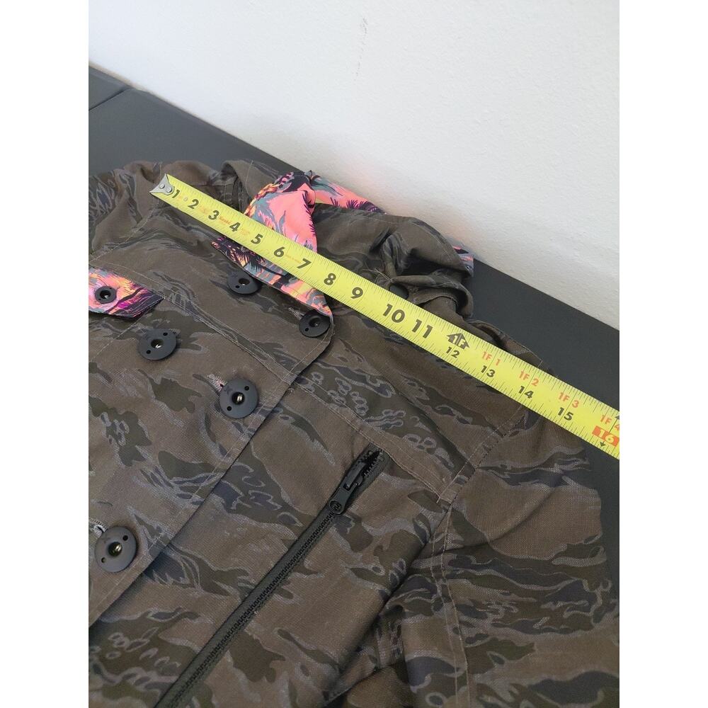 VTG Hurley Double Breasted Women LARGE Hood Camo VIVID Hawaiian Pink Y2K Skater - Picture 8 of 16